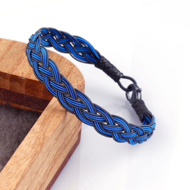 Mavi Siyah Örme Kazaziye Bileklik - Tesbihcibaba