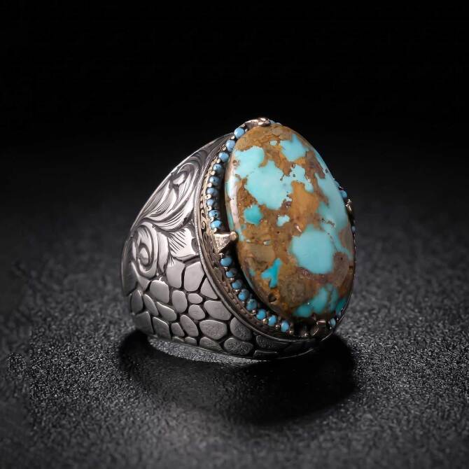 Orijinal Turquoise Stone-set Special 925 K Silver Ring