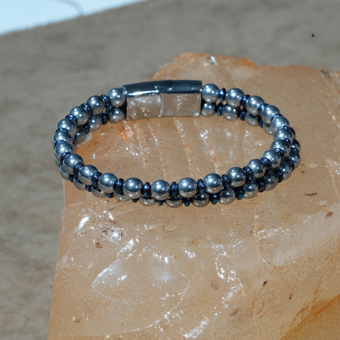 Mıknatıslı Mekanizma Çift Dizgi Çelik Bileklik - Tesbihcibaba