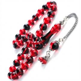 Misket Gece Kızılı Sıkma Kehribar Tesbih - 1