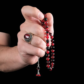 Misket Gece Kızılı Sıkma Kehribar Tesbih - 2