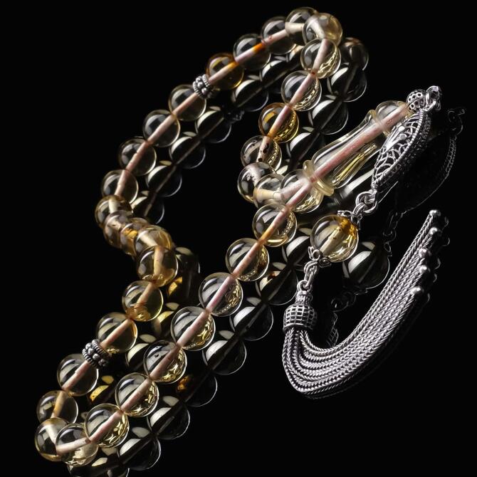 Misket Kesim Kral Tacı Püskül Damla Kehribar Tesbih - Tesbihcibaba