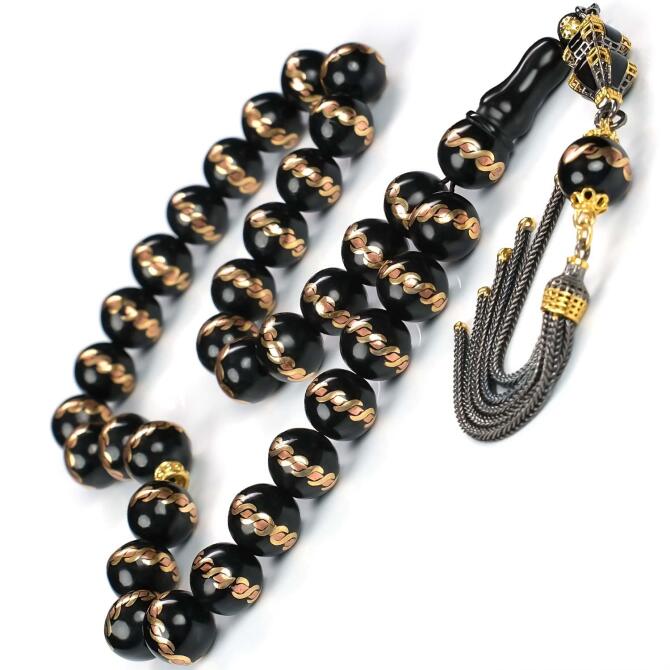 Basık Kesim Rose Gold Oltu Taşı Tesbih - Tesbihcibaba