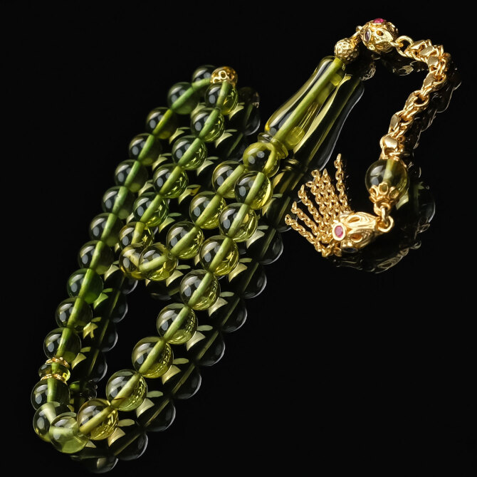 Misket Kesim Gümüş Kamçı Karayip Kehribarı Tesbih - Tesbihcibaba