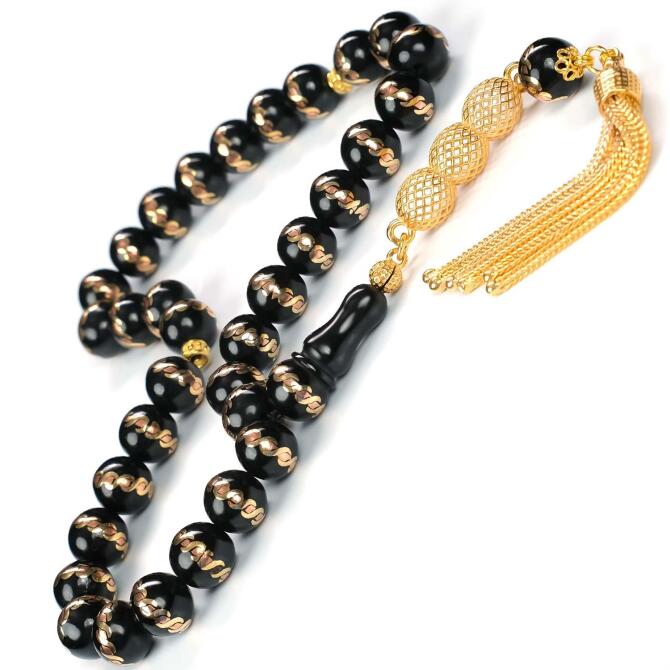 Basık Kesim Telkari Püskül Oltu Taşı Tesbih - Tesbihcibaba