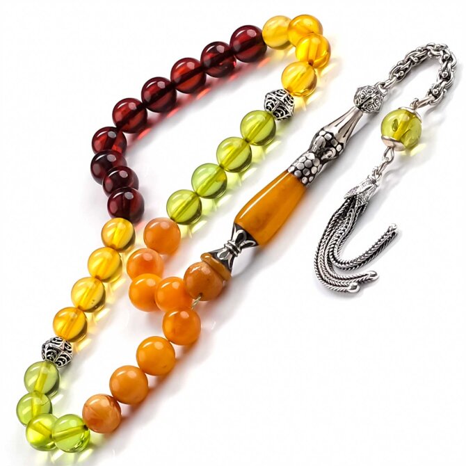 Mix Tasarım Nakkaş Damla Kehribar Tesbih - Tesbihcibaba