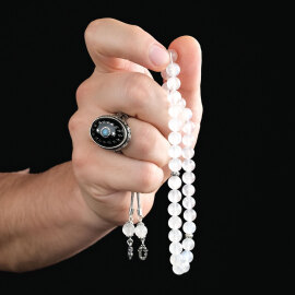 Moonstone Huzur Taşı Gümüş Tasarım Tesbih - 2