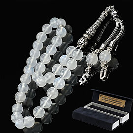 Moonstone Huzur Taşı Gümüş Tasarım Tesbih - 1