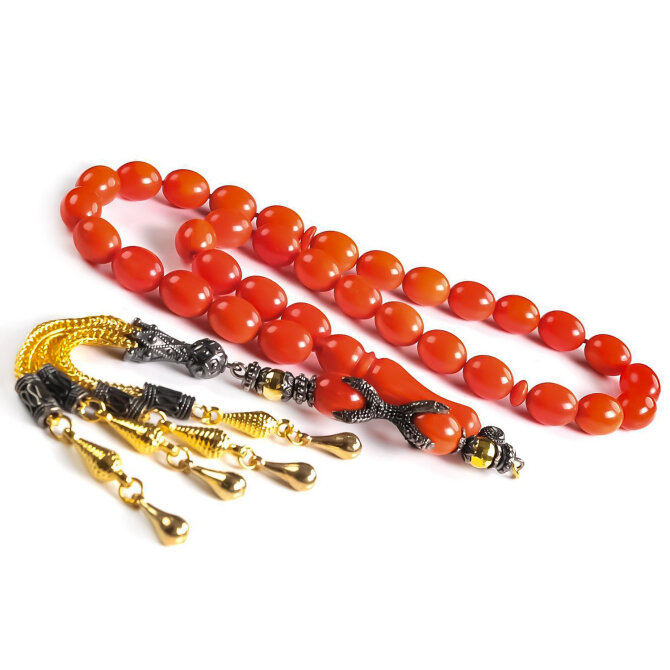 Mozaik Pençe Püskül Akdeniz Portakalı Sıkma Kehribar Tesbih - Tesbihcibaba