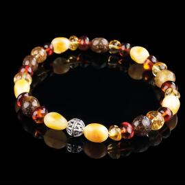 Multicolor Gümüş Tasarım Damla Kehribar Bileklik - 2