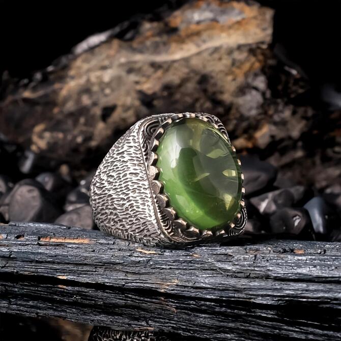 Nadide Güzellikte Karayip Drop Amber 925 K Silver Ring