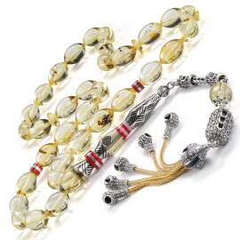 Nakkaş Fosilli Beyzi Su Damlası Has Kehribar Tesbih - Tesbihcibaba