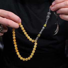 Nakkaş İşleme Zülfikar Detay Damla Kehribar Tesbih - 4