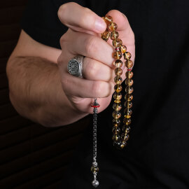 Nakkaş Misket Fosilli Damla Kehribar Tesbih - 2