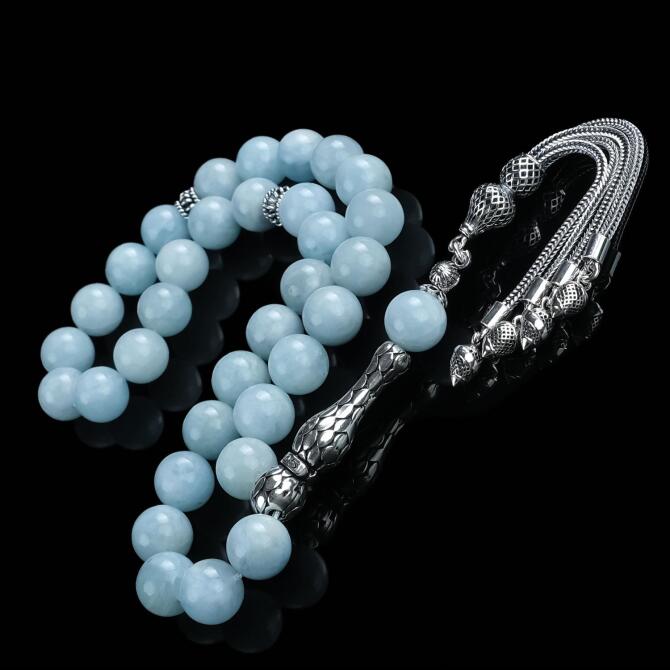 Nefes Taşı Akuamarin Özel Üretim Tesbih - Tesbihcibaba