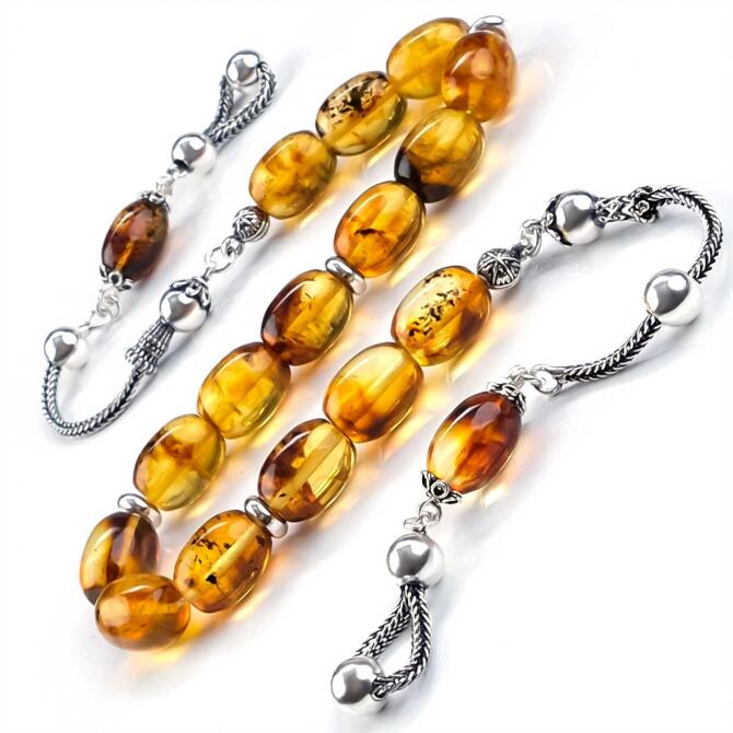 Old Class Fosil Yanığı Damla Kehribar Zaza Tesbih - Tesbihcibaba