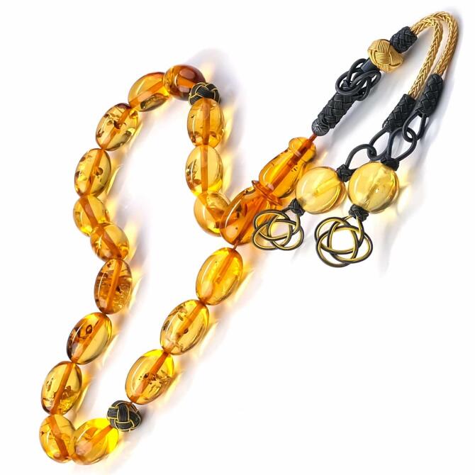 Old Class Fosilli Maskot Damla Kehribar Tesbih - Tesbihcibaba