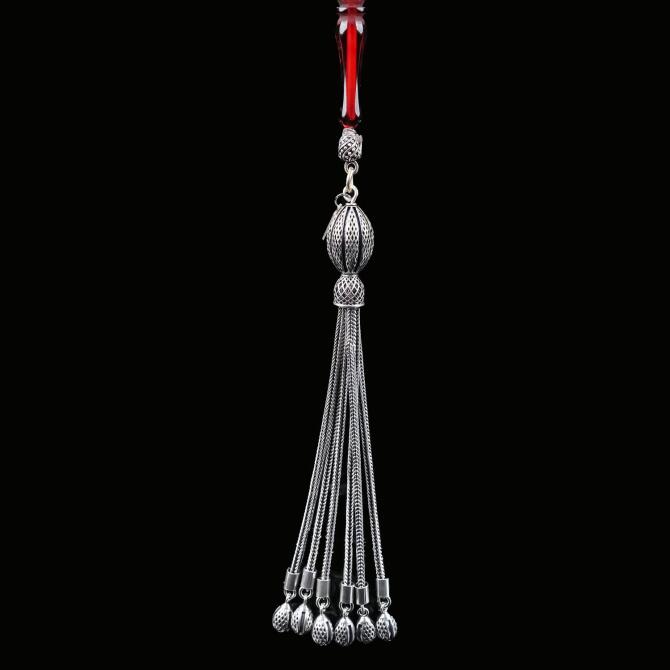 Old Class Karpuz Yarma Gümüş Tesbih Püskülü - Tesbihcibaba