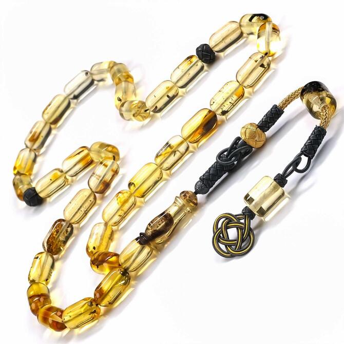 Old Class Özel Kesim Kazaz Tasarım Damla Kehribar Tesbih - Tesbihcibaba