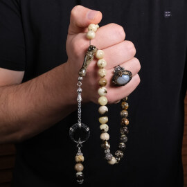 Old Class Özel Ürün Fosilli Opak Damla Kehribar Tesbih - 2