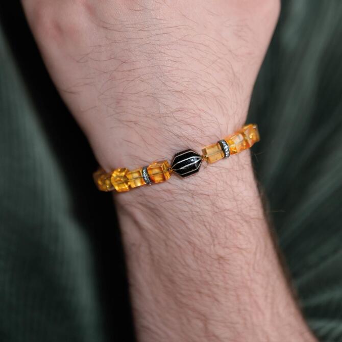 Oltu Detay Küp Kesim Damla Kehribar Bileklik - Tesbihcibaba