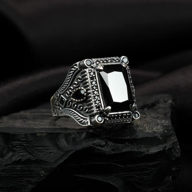 Oniks Damla Model Gümüş Yüzük - Tesbihcibaba