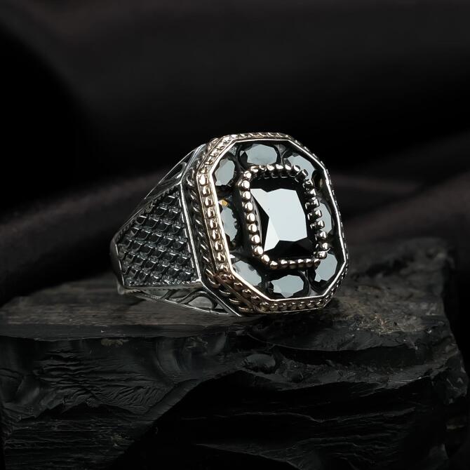 Oniks Taşlı Modern Kasa Gümüş Yüzük - Tesbihcibaba