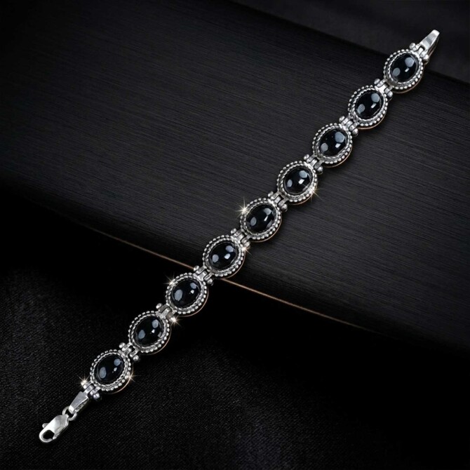 Oniks Taşlı Vintage Kadın Bileklik - Azure Jewel