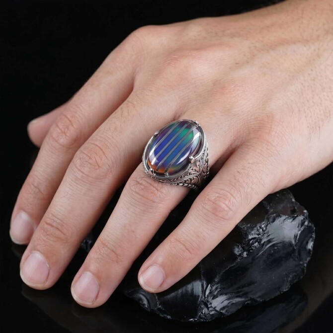 Opal Taşıyla Dark Red 925 Ayar Gümüş Yüzük - Tesbihcibaba