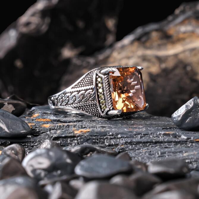 Örgü Tasarım Zirkon Taşlı Gümüş Yüzük - Tesbihcibaba