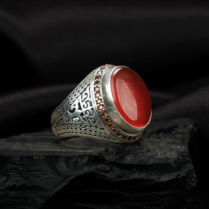 Orijinal Akik Taşı Gümüş Yüzük - Tesbihcibaba