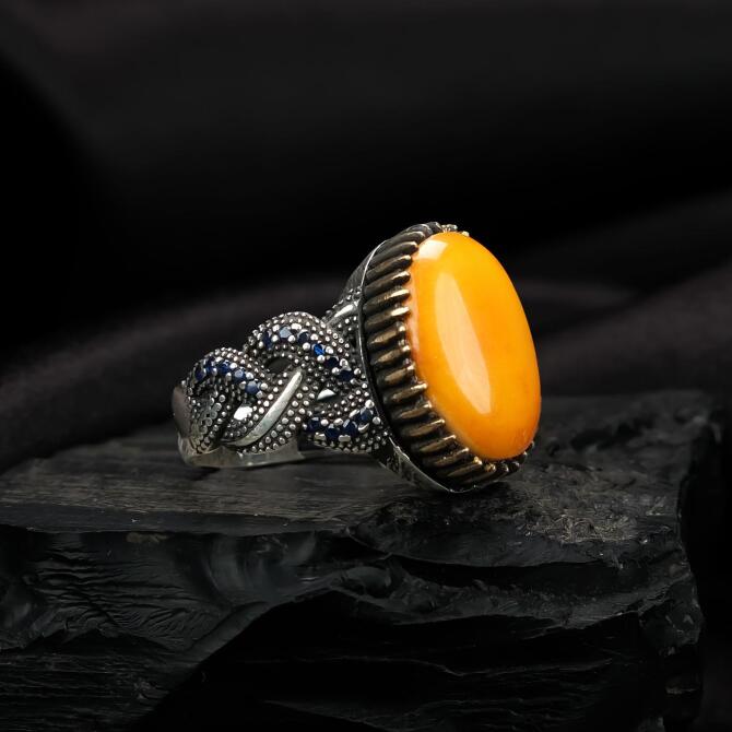 Örme Damla Kehribar Yüzük - Tesbihcibaba