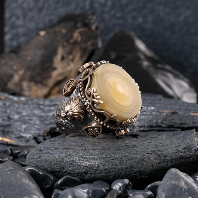 Ottoman Hazinesi 1935 Lion Başlı Banner Silver Ring