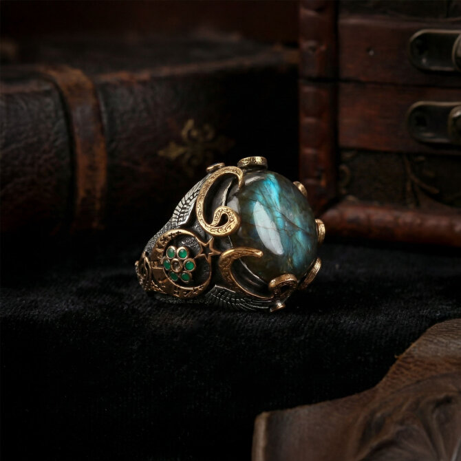 Osmanlı Hazinesi 1935 Labradorit Taşlı Gümüş Yüzük - Tesbihcibaba