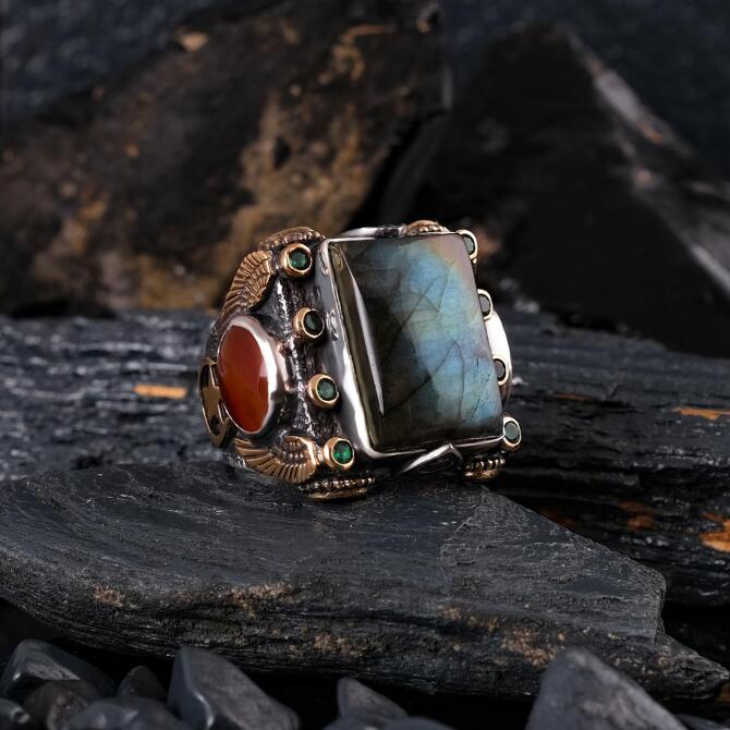 Osmanlı Hazinesi Labradorit Taşlı 925 Yüzük - Tesbihcibaba