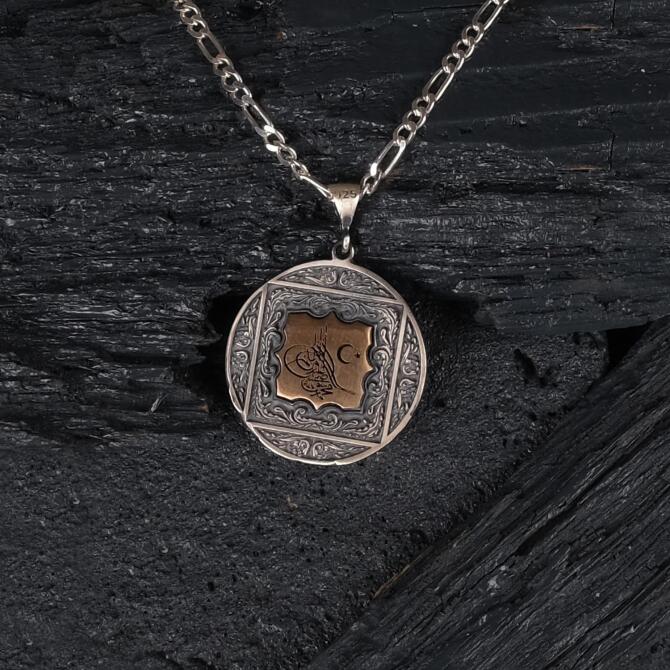 Osmanlı Tasarım Gümüş Madalyon Kolye - Tesbihcibaba