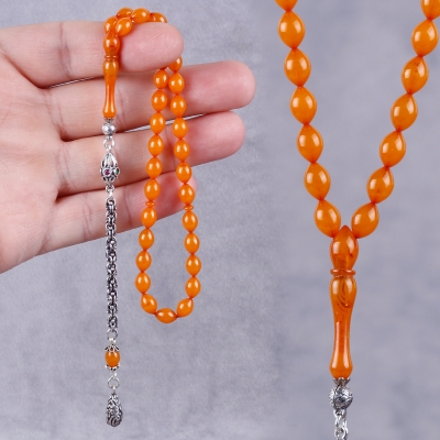 Ottoman Tesbihten Tornalanmış Amber Prayer Beads