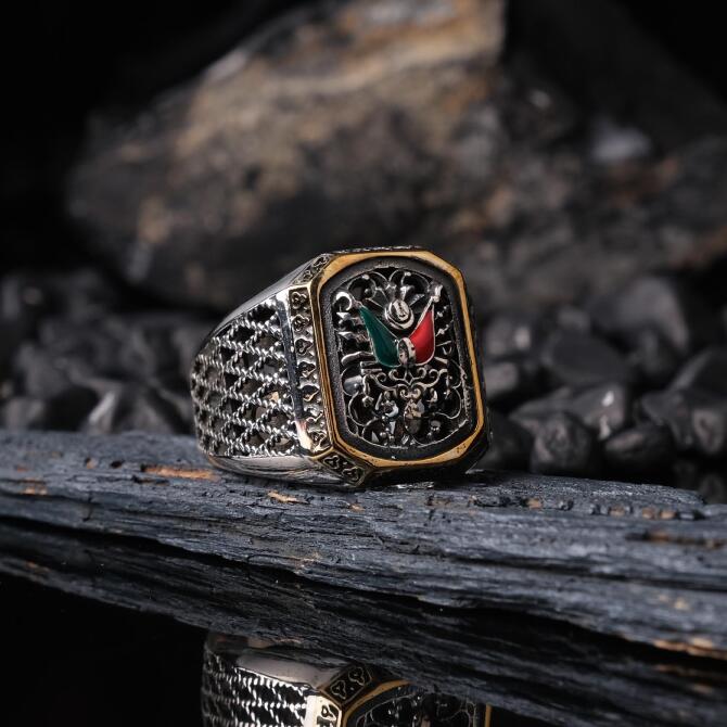 Ottoman Tughra Engraving Special Design Silver Ring