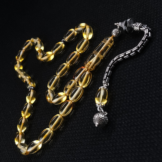 Özel Kesim Mineli Püskül Damla Kehribar Terbih - Tesbihcibaba