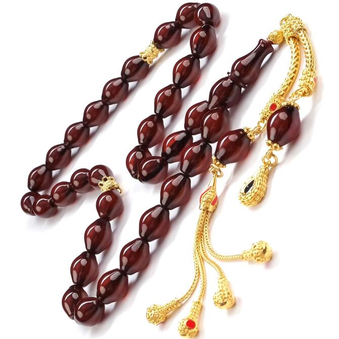 Özel Kesim Özel Püskül Sıkma Kehribar Tesbih - Tesbihcibaba