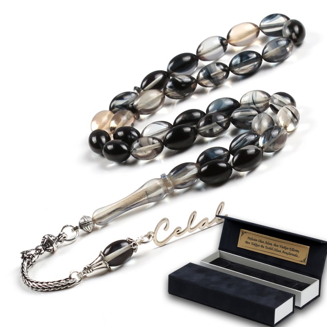 Özel Kutusunda İsimli Özel Füme Sıkma Kehribar Tesbih - Tesbihcibaba