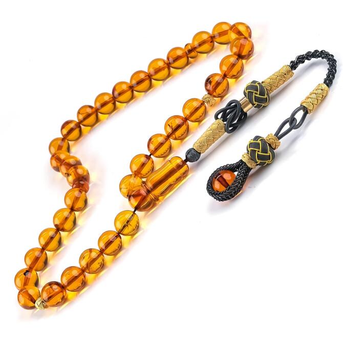 Özel Seri Gold Baltık İncisi Damla Kehribar Tesbih - Tesbihcibaba