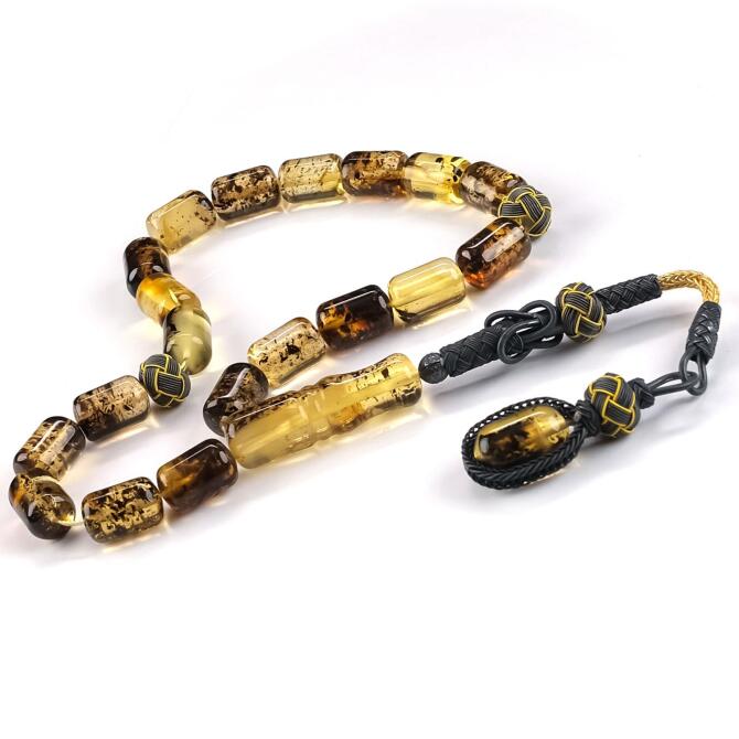 Özel seri Kazaz Fosilli Maskot Damla Kehribar Tesbih - Tesbihcibaba