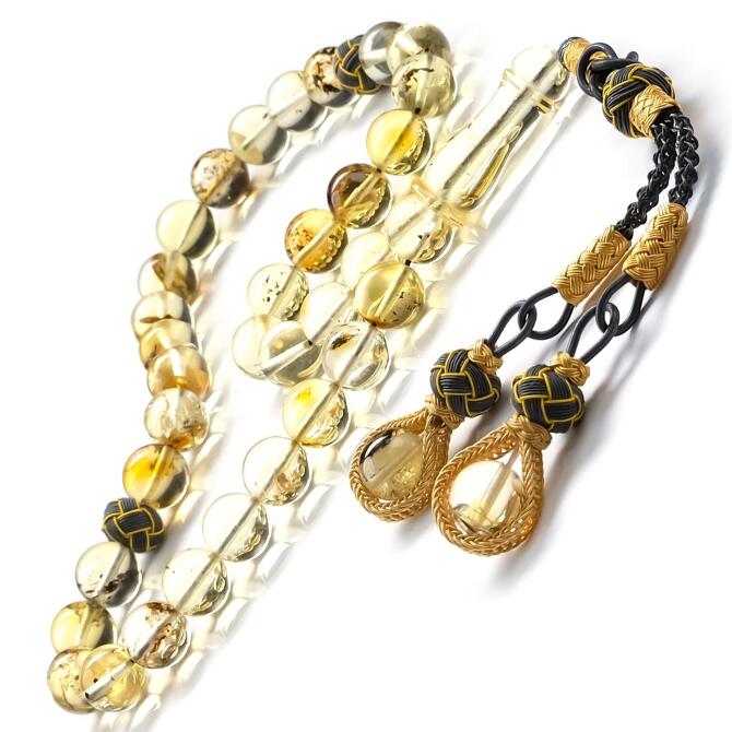 Özel Seri Kazaz Su Damlası Fosilli Has Kehribar Tesbih - Tesbihcibaba