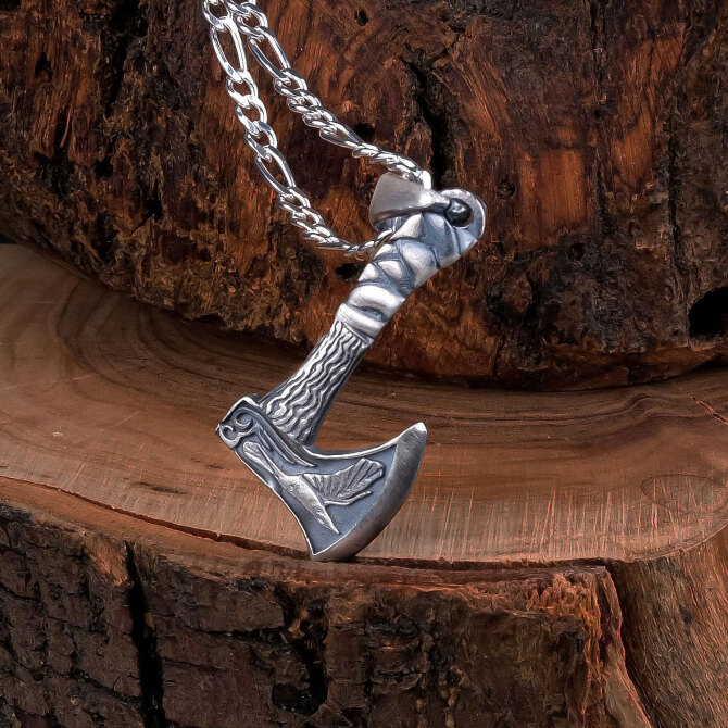 Özel Tasarım Balta Model Erkek Gümüş Kolye - Tesbihcibaba