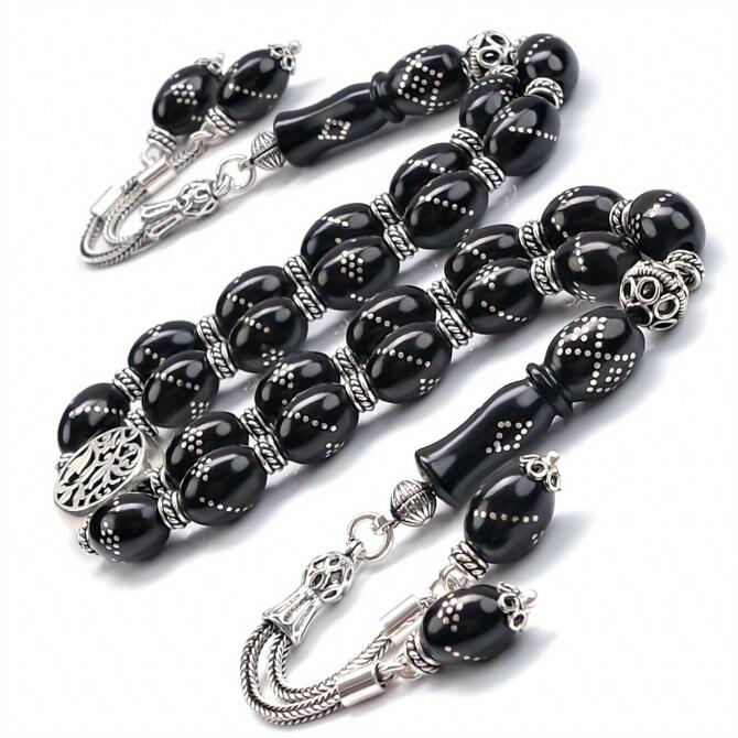 Özel Tasarım Çift Sıra Zaza Oltu Taşı Tesbih - Tesbihcibaba