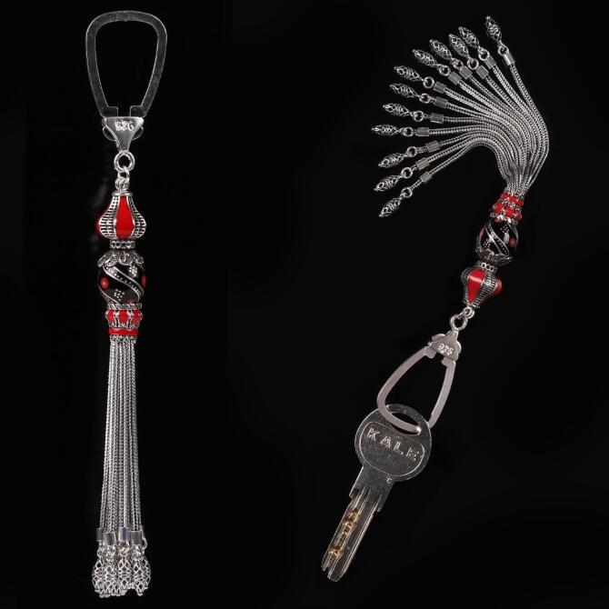 Özel Tasarım Erzurum Oltu Taşı Gümüş Anahtarlık - Tesbihcibaba