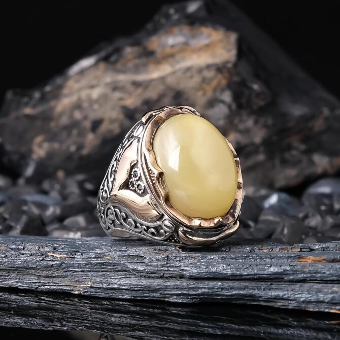 Special Design Kaya Drop Amber 925 K Silver Ring