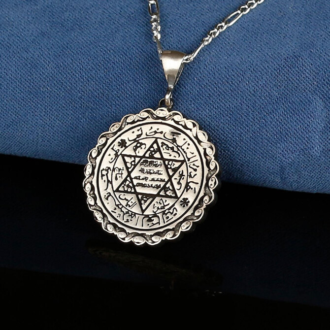 Özel Tasarım Mührü Süleyman Gümüş Kolye - Tesbihcibaba