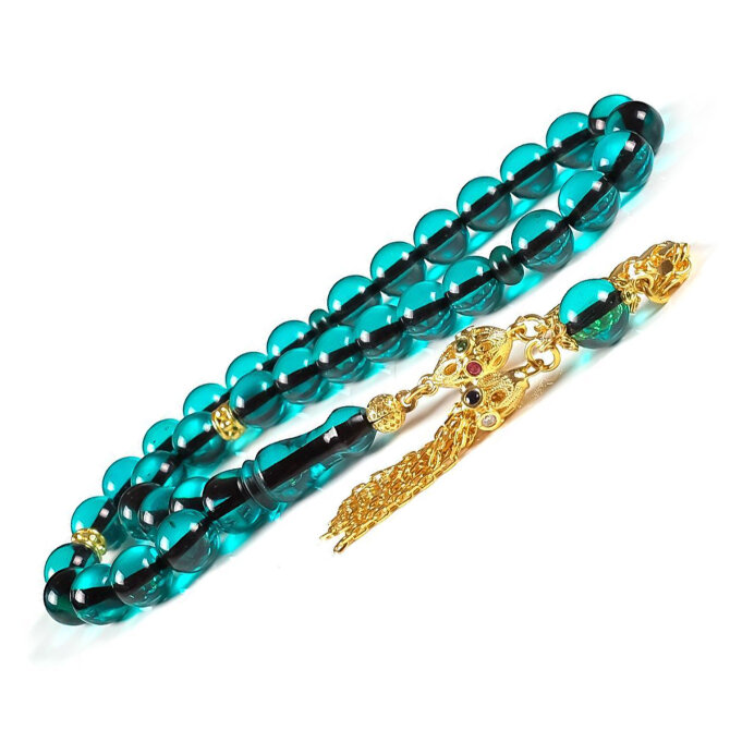 Özel Tasarım Yaldızlı Sıkma Kehribar Tesbih - Tesbihcibaba